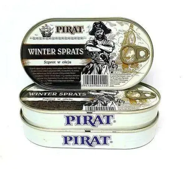 Шпроти копчені Pirat Winter Sprats Szprot w oleju roslinnym Пірат рибки в рослинній олії Євробанка 170г - 1