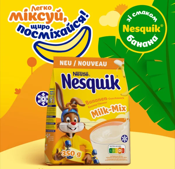 Напій Какао розчинний Nestle Nesquik Milk-Mix Bananen Несквік зі смаком Банана Пакет 350г - 1