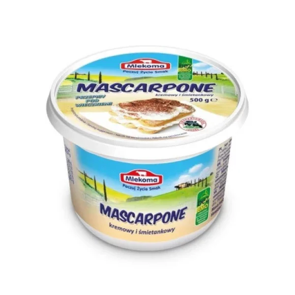 Сир Маскарпоне вершковий Mlekoma Mascarpone Kremowy Smietankowy Млекома десертний кремовий для Тірамісу Контейнер 500г - 1