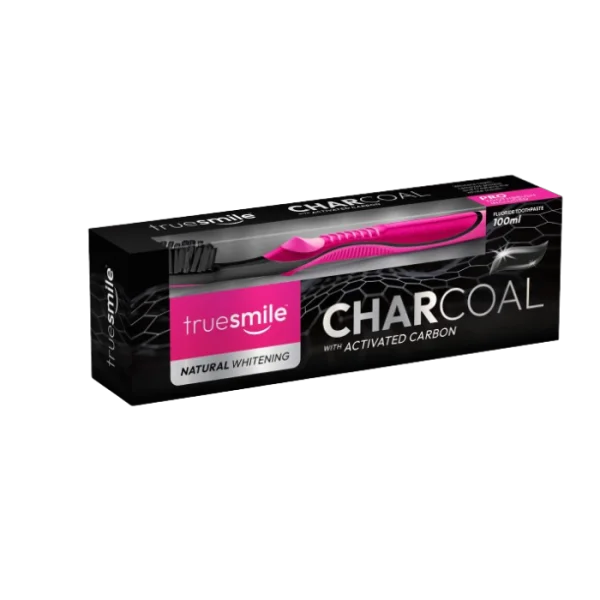Набір Зубна паста і Щітка Відбілення TrueSmile Natural Whitening Charcoal Activated Carbon ТруСмайл активоване Вугілля Чорна 100мл - 1