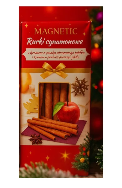 Вафельні трубочки Руркі Magnetic Rurki Cynamonowe z kremem smaku Jablka Магнетік Палочки кориця з яблучним кремом 16шт 220г - 1
