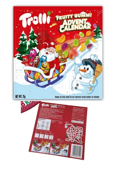 Набір Подарунок Новорічний Адвент календар з Ігрою Trolli Fruity Gummi Advent Calendar Game Троллі пакетики цукерок Дитячий 75г - 1