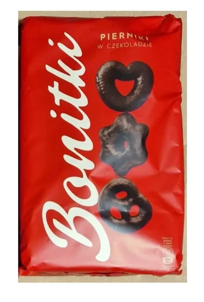 Пряники шоколадні Bonitki Pierniki Czekoladzie Dark Chokolate Red Боніткі в чорному шоколаді Бокс 500г - 1