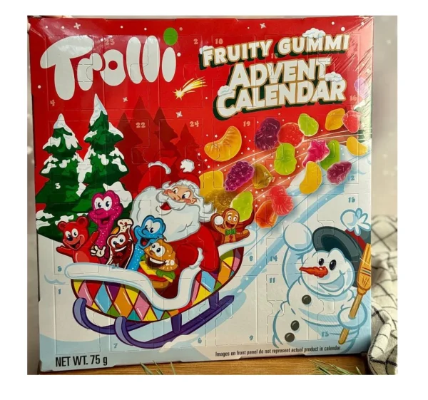 Набір Подарунок Новорічний Адвент календар з Ігрою Trolli Fruity Gummi Advent Calendar Game Троллі пакетики цукерок Дитячий 75г - 3