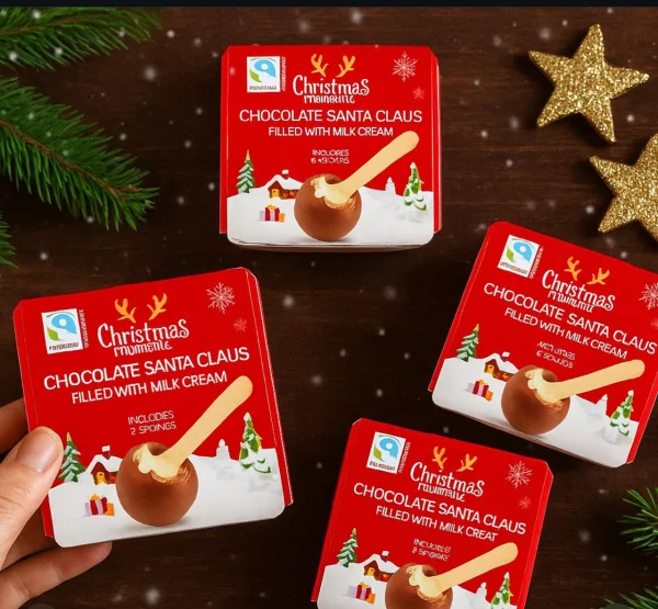 Набір Шоколадні яйця з Ложкою Christmas moments Chocolate Santa Claus Milk Chocolate Різдвяні моменти Бокс 144г - 2