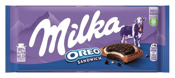 Шоколад плитка Milka Oreo Sandwich Chocolate Мілка сендвіч молочний шоколад з Орео 92г - 1