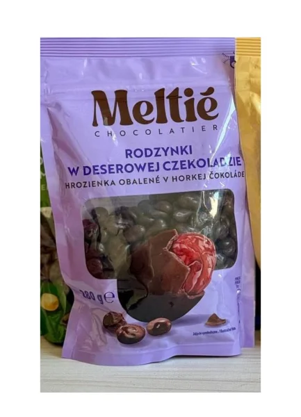 Шоколадне драже Meltie Rodzynky w Deserowey Czekoladzie Horka Мелті Родзинки в Гіркому шоколаді Пакет 280г - 1