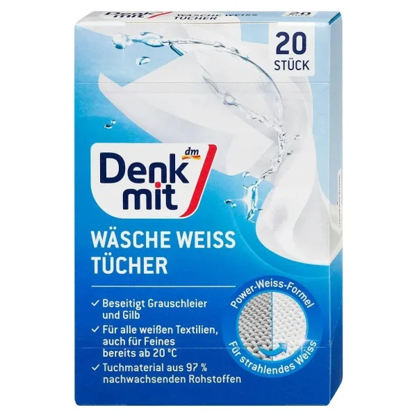 Серветки абсорбуючі Захист від Фарбування Denkmit Wasche Weiss Tücher Денкміт для прання Білих та Світлих речей 20шт - 1
