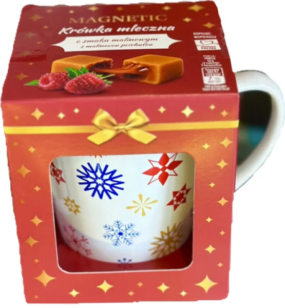 Набір Подарунок Новорічний керамічна Чашка та Цукерки Корівка Magnetic Merry Christmas Snowflakes Магнетік кружка Сніжинки 85г - 1