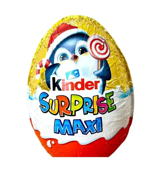 Яйце шоколадне з іграшкою Велике Kinder Maxi Surprise Uberraschung Christmas Pinguin Кіндер сюрприз Пінгвін 100г - 1