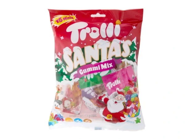 Цукерки желейні без глютену Trolli Santas Gummi Mix Minis Mix Тролі Санти Мініси гаммі мікс фруктові Асорті 15шт 300г - 1