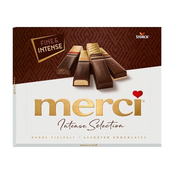 Шоколадні цукерки міні Плитки асорті Storck Merci Intense Selection Herbe Vielfalt Assorted Chocolate Dark Мерсі Коробка 250г - 1