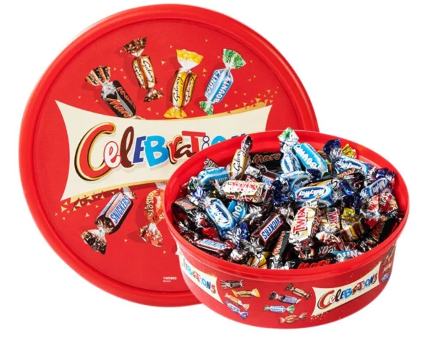 Набір шоколадних Цукерок Святковий Подарунок Mars Celebrations Mix Big Селебрейшн Святкування асорті Пластик Бокс 600г - 1