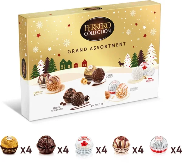 Набір шоколадних Цукерок Подарунок Ferrero Rocher Collection Grand Assortment Фереро Роше Гранд Колекція 5видів 20шт Коробка 197г - 1
