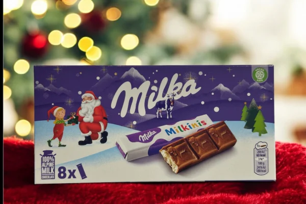 Шоколад Новорічний міні-плитки Milka Milkinis Milk Alpine Chocolate Мілка Мілкініс з молочним кремом 8шт 87г - 1