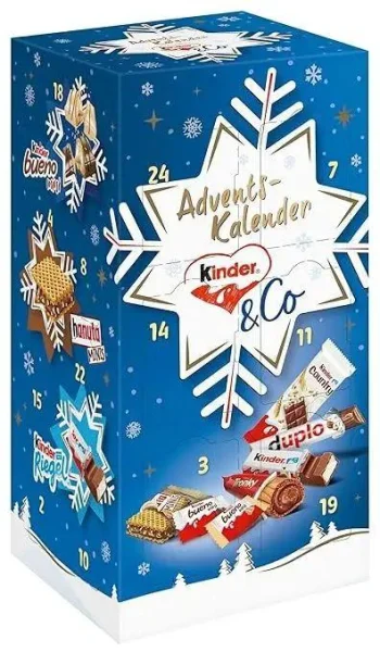 Набір Подарунок Новорічний Адвент календар Kinder &Co Blue Edition Advents Calendar Кіндер та Компанія Зимовий цукерки 295г - 2