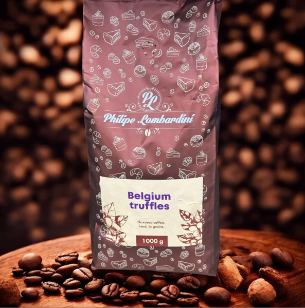 Кава в зернах Philipe Lombardini Belgium Truffles Філіп Ломбардіні з ароматом Бельгійський Трюфель мікс робусти та арабіки 1000г - 1