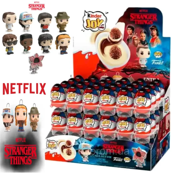 Шоколадні Яйця з Іграшкою Kinder JOY Funko Pop Stranger Thing Surprise Red Кіндер Джой Дивні дива Сюрприз Червоний 72шт Блок 1440г - 1
