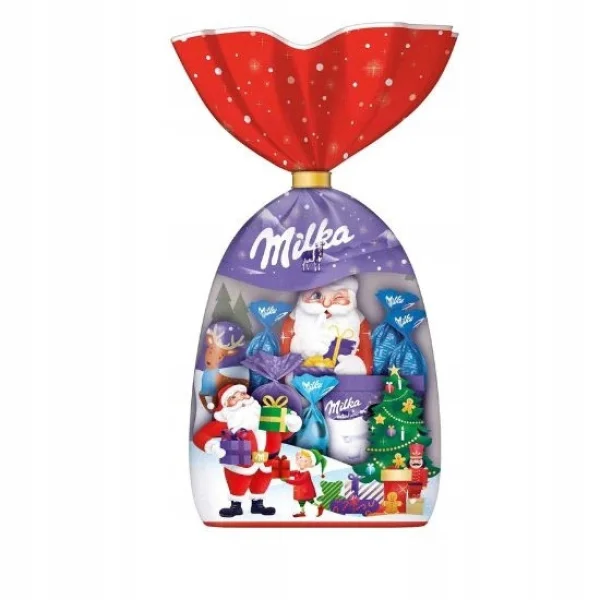 Набір Подарунок Новорічний Мікс солодощів Milka Christmas Mix Мілка альпійський молочний шоколад і драже Пакет 126г - 2