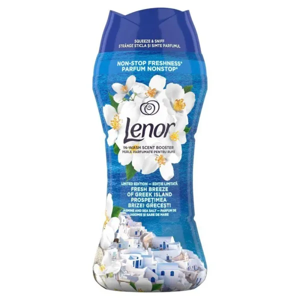 Кондиціонер Ароматизатор для Білизни в гранулах Lenor Non-Stop Freshness Fresh Breeze Greek Ленор свіжий Бриз Греції Тубус 195г - 1