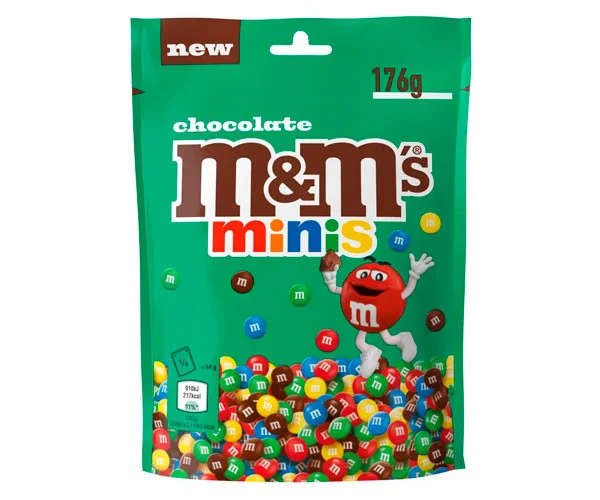 Драже шоколадне міні M&Ms Minis Chocolate ММс з різнобарвним покриттям зіп Пакет 176г - 1