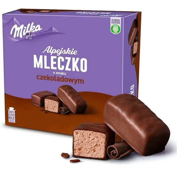 Цукерки Milka Alpejskie Mleczko o smaku Czekoladowym Мілка Альпійське молочко Пташине Шоколадні з какао Коробка 15шт 330г - 1