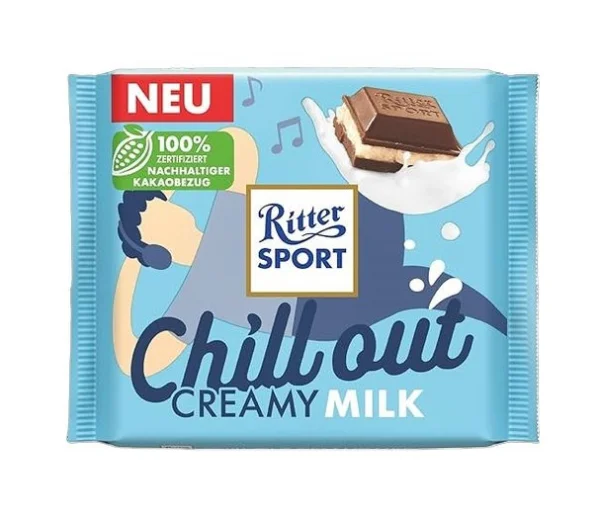 Шоколад молочний Ritter Sport ChillOut Creamy Milk Ріттер Спорт Чіллоут сендвіч Вершкове молоко Плитка 100г - 1