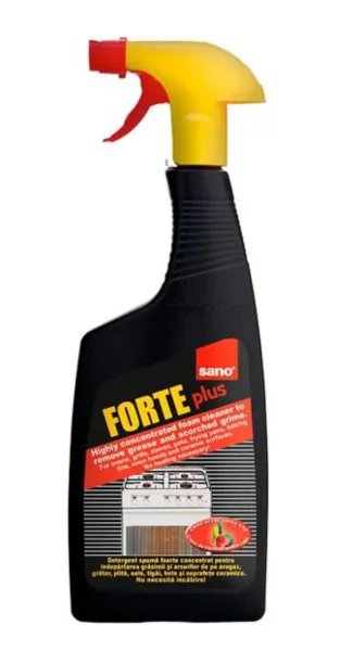 Засіб для видалення Жиру та пригорілого Бруду Універсальний Спрей Sano Forte Plus Сано форте Плюс Піноутворюючий Концентрат 500мл - 1