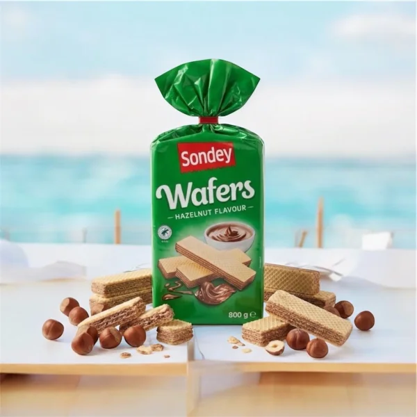 Вафлі вершкові Sondey Wafers Chocolate Hazelnut Flavours Сондей з шоколадним кремом та лісовими горіхами 10шт 800г - 1