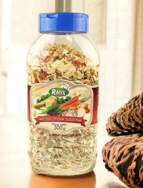 Приправа для Страв Сушені овочі та Зелень RMix Wloszczyzna suszona Dried Fruits Рмікс Суміш 9 овочів Банка пластик 300г - 1
