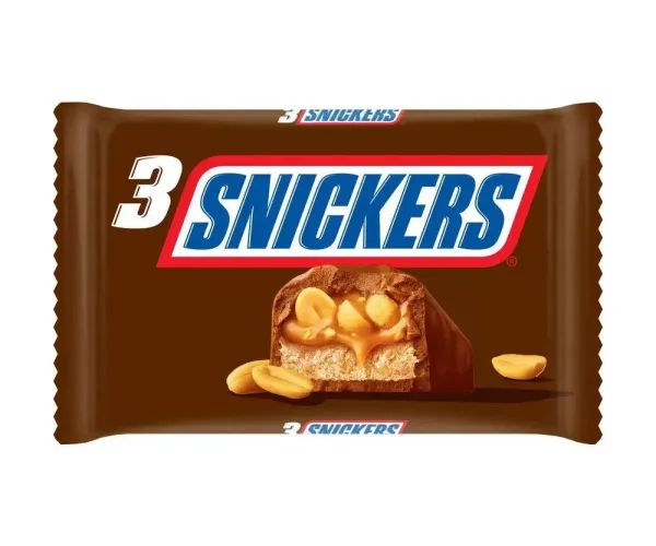 Шоколадний батончик Snickers 3 Triple Pack Peanuts Caramel Снікерс Потрійний молочний шоколад з карамеллю та горішками 3шт 150г - 1