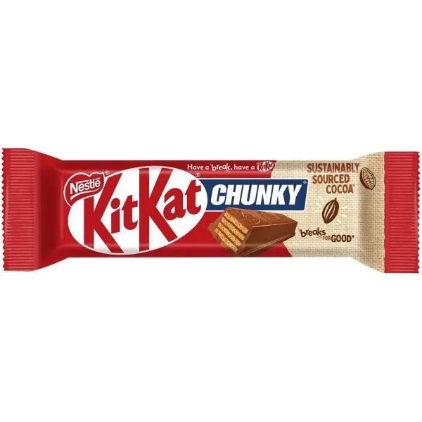 Вафлі Шоколадні батончик KitKat Chunky Have a Break Cocoa КітКат Чанкі Сендвіч шоколадний Бар з Какао кремом 40г - 1