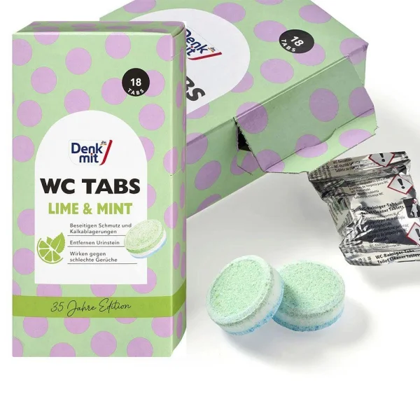 Таблетки для очищення Унітазів в бачок Denkmit WC Tabs Lime&Mint Денкміт для Видалення сечового каменю та вапняного Накипу 18шт - 1