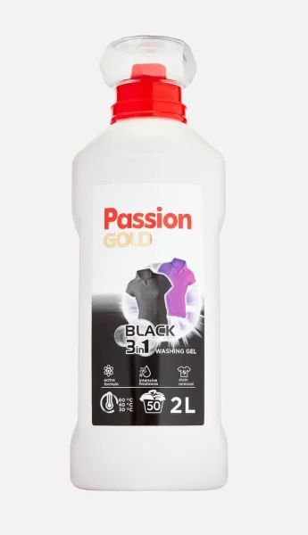 Гель для прання Чорних речей Passion Gold Black Feinwaschmittel Professional 3in1 Пашен Голд Блек 50прань ковпачок Дозатор 2000мл - 1