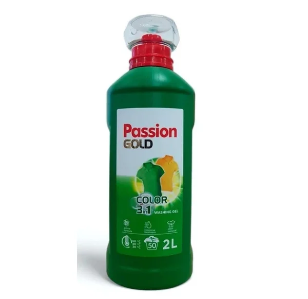 Гель для прання Кольорових речей Passion Gold Color Colorwaschmittel Professional 3in1 Пашен Голд 50прань ковпачок Дозатор 2000мл - 1