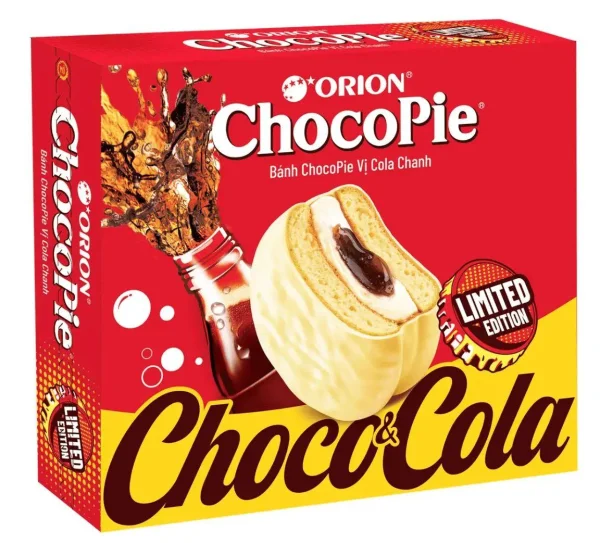 Печиво сендвіч Крем та Кола Orion ChocoPie Choco&Cola Limited Оріон ШокоПай бісквітне з вершковим кремом Коробка 12шт 360г - 1