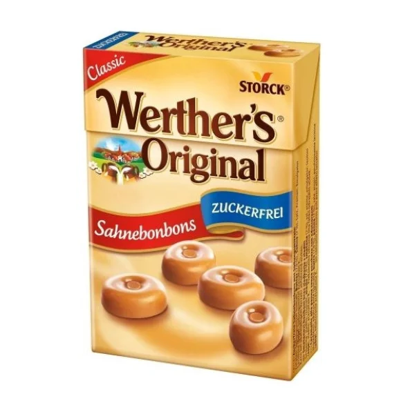 Карамельки молочні без Цукру Storck Werthers Original Mini SahneBonbons Sugar Free Classic Вертерс класичні міні-Коробка 42г - 1