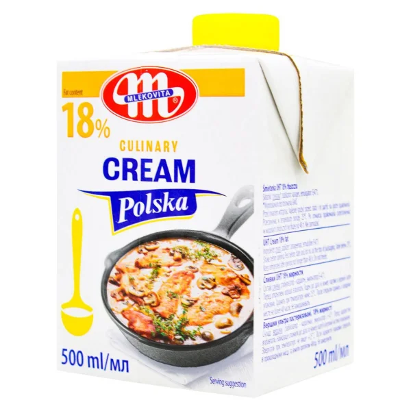 Вершки кулінарні Mlekovita Smietanka Culinary Cream Polska 18% Млековіта рідкі десертні Тетрпапак 500мл - 1