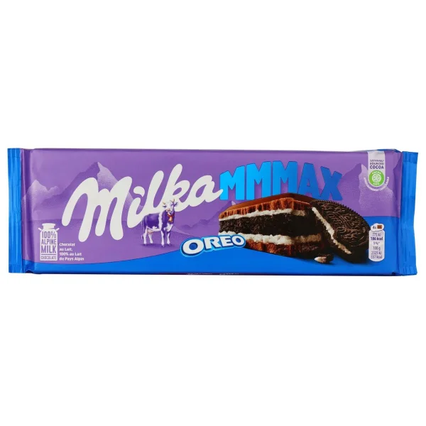 Шоколад молочний з печивом Орео Milka MMMAX Oreo Мілка Сендвіч молочний крем та печиво 300г - 1
