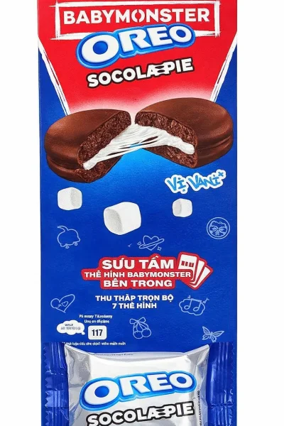 Набір Тістечка сендвіч Oreo та колекційні Картки BabyMonster Series Socola-Pie Chocolate для шанувальників Бебі монстер 6шт 168г - 1