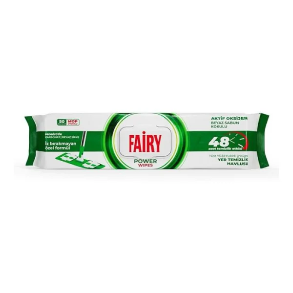 Серветки для миття Підлоги під швабру Моп-системи Fairy Power Wipes MOP 48H Active Oxygen Green Фейрі Сила з Активним киснем 50шт - 1