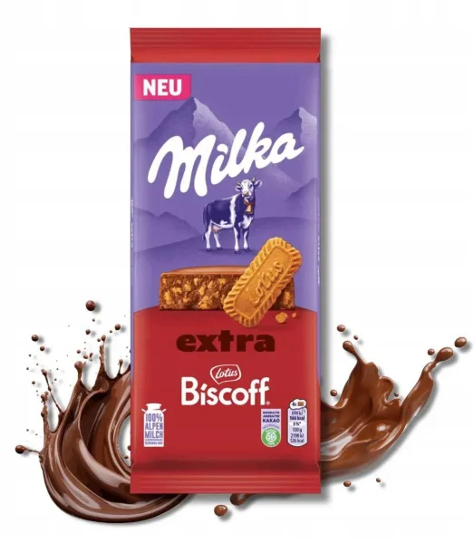 Шоколад Молочний Milka Extra Lotus Biscoff Мілка з карамелізованим Печивом Лотус Біскофф плитка 190г - 1