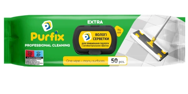 Серветки для миття Підлоги під швабру Моп-систем Purfix Professional Cleaning MOP Пюрфікс з антибактеріальним ефектом Запаски 50шт - 1