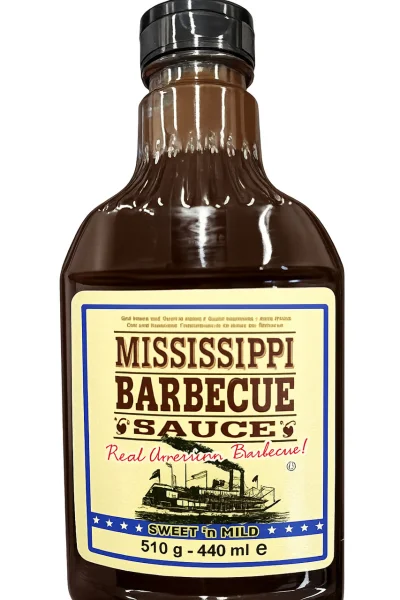 Соус Барбекю для маринування мяса Солодкий Mississippi Barbecue Sauce Sweet in Mild Міссісіпі мякий смак 440мл Пляшка 510г - 1