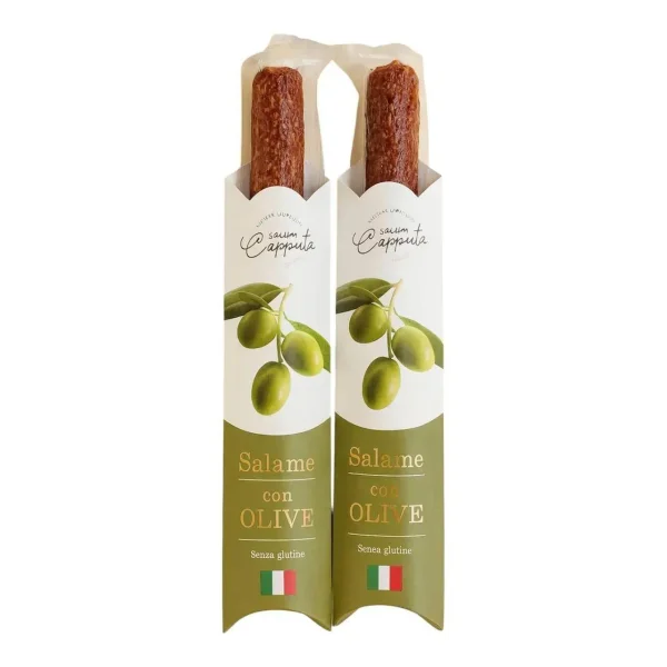 Ковбаса Салямі з Оливками Salumi Capputa Salame con Olives Капутта Сировялена свинина з спеціями без глютену Палочка 250г - 3