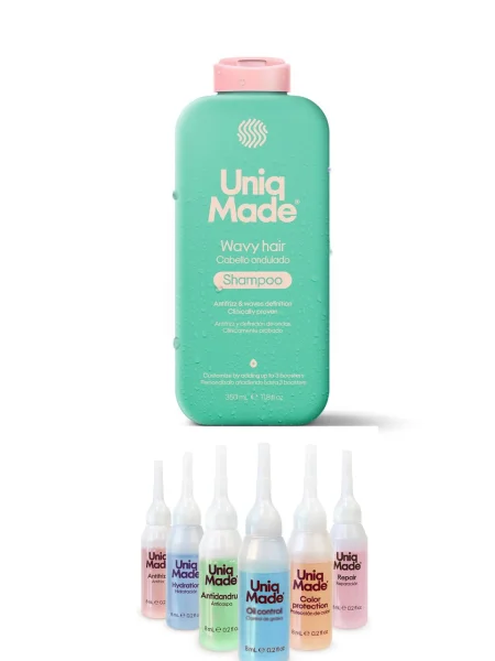 Шампунь з Бустерами Shampoo Uniq Made Wavy Hair Cabello Ondulado Юнік Мейд Відновлення зволоження Захист від пухнастості 350мл - 1