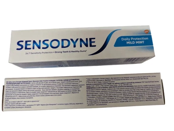Зубна паста денна Sensodyne Daily Protection 24/7 Sensitivity Strong Teeth&Healthy Gums Mild Mint Сенсодін сенсітів Мяка мята 65мл - 2