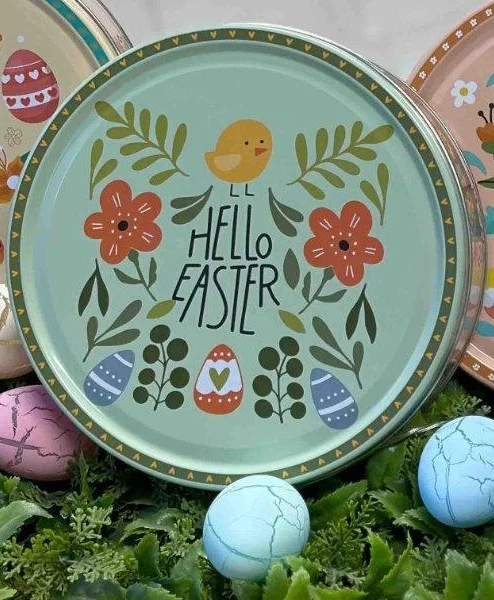 Печиво Cвяткове Jacobsens Bakery Happy Easter Hello Tiny Chicken Mix Якобсенс мікс з шоколадною крихтою жб Бокс 400г - 1