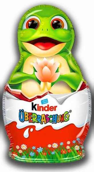 Шоколадна фігурка Пасхальна Жабка з іграшкою Kinder Surprise Easter Tiny Frog Кіндер сюрприз молочний шоколад 36г - 1