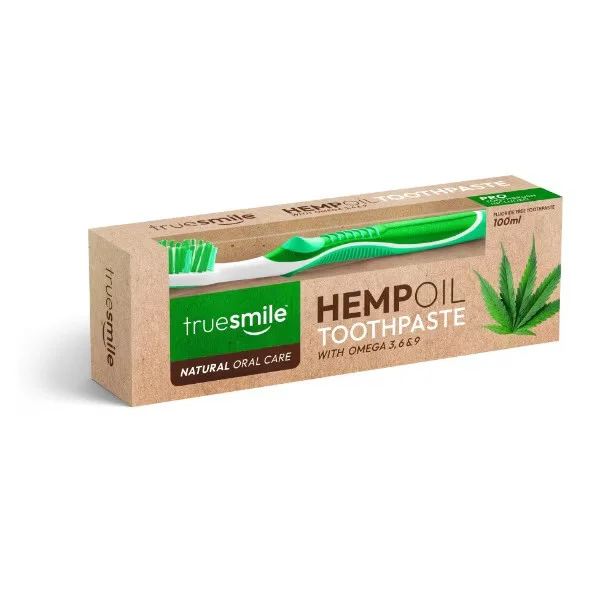 Набір Зубна паста і Щітка з олією Коноплі TrueSmile Natural Care hemp oil toothpaste Omega 3-6-9 ТруСмайл гігієна рота 100мл - 1